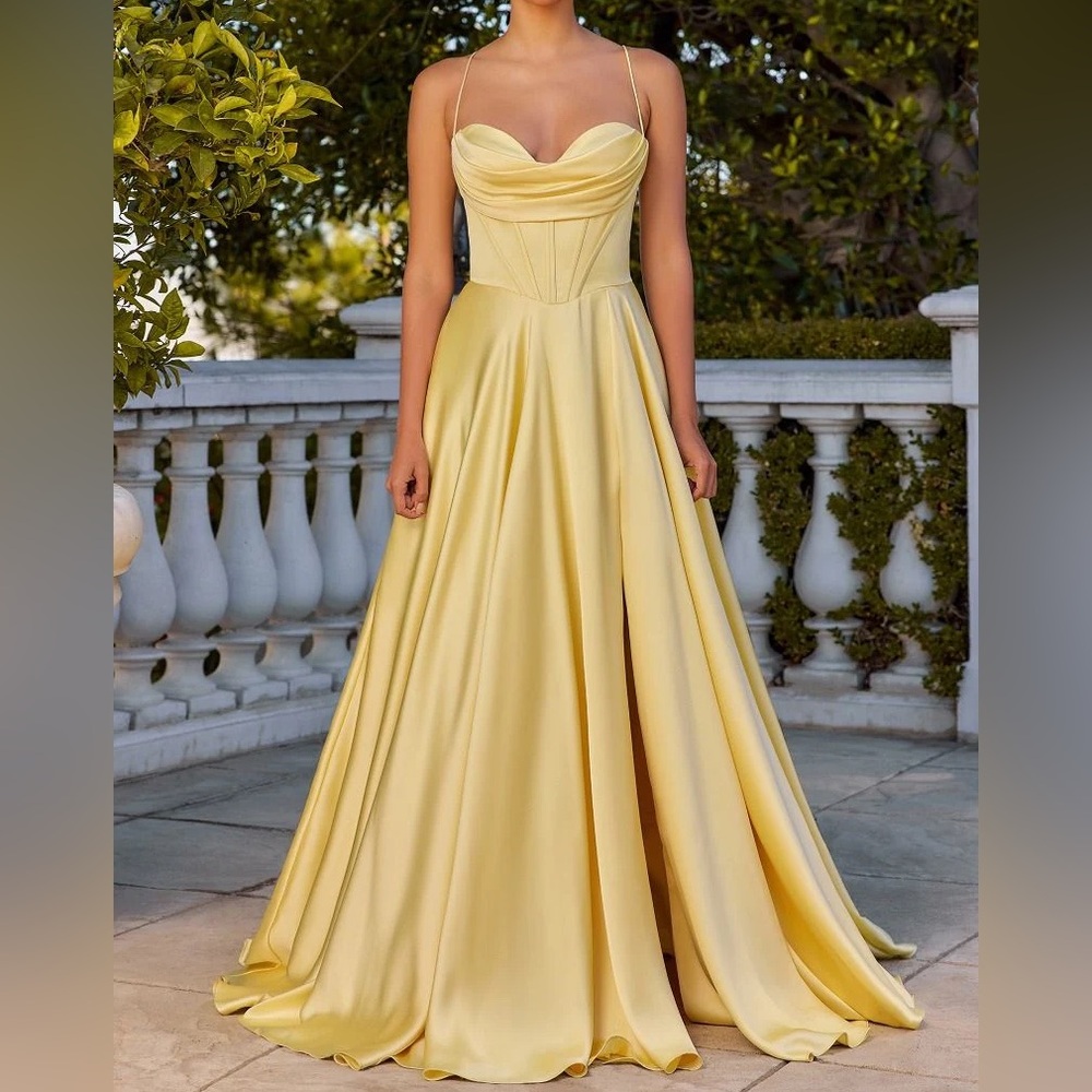 Elegant Butter Yellow Dress Gown